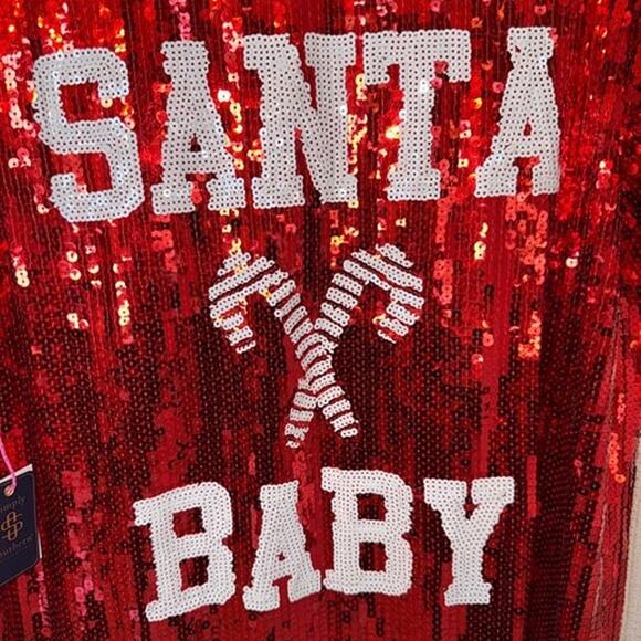 Simply Southern NWT women’s size Large red sequence Santa Baby dress - Picture 5 of 5